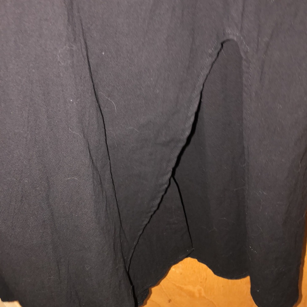 Long Sleeve Collard Button Down Shirt Dress Black With Side Slits Size Small - Picture 7 of 8